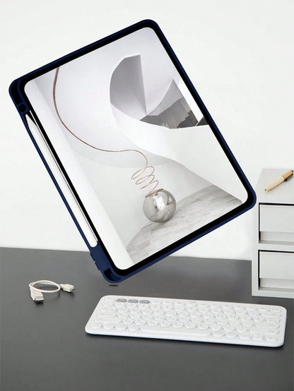 1pc Tablet Case Navy Blue, Foldable Stand With Pen Slot, Honeycomb Cooling Design, Auto Sleep/Wake, Minimalist/Casual For IPad Mini4/Mini5/Mini6/Mini7/Air/Air2/9.7/10.2/10.5/Air4/Air5/10th/10.9/Pro11