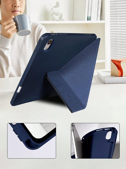 1pc Tablet Case Navy Blue, Foldable Stand With Pen Slot, Honeycomb Cooling Design, Auto Sleep/Wake, Minimalist/Casual For IPad Mini4/Mini5/Mini6/Mini7/Air/Air2/9.7/10.2/10.5/Air4/Air5/10th/10.9/Pro11