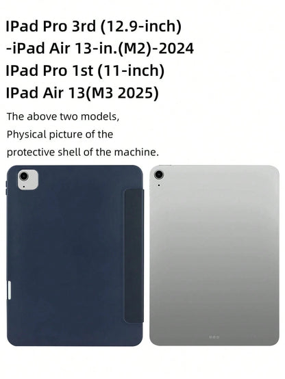 1pc Tablet Case Navy Blue, Foldable Stand With Pen Slot, Honeycomb Cooling Design, Auto Sleep/Wake, Minimalist/Casual For IPad Mini4/Mini5/Mini6/Mini7/Air/Air2/9.7/10.2/10.5/Air4/Air5/10th/10.9/Pro11