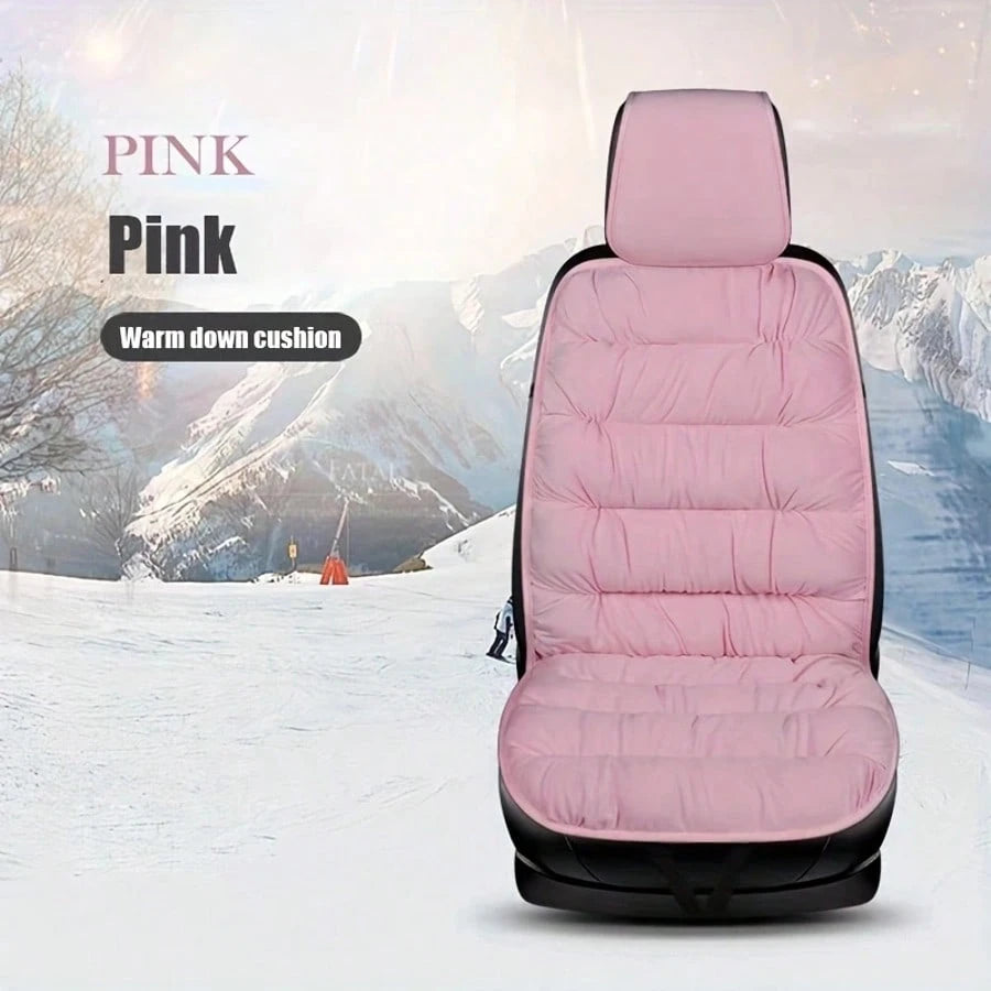 1pc Thickened Plush Warm Car Seat Cushion, One Piece Strap-Free, Backrest Car Interior Accessories, Winter