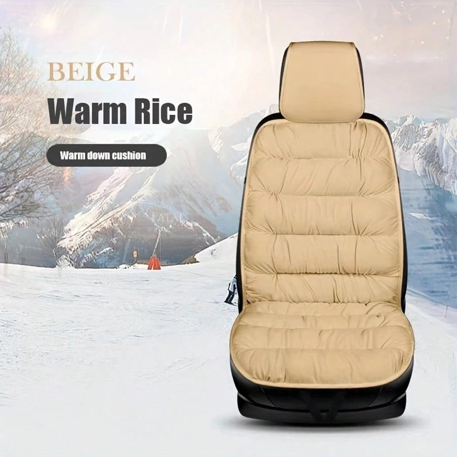 1pc Thickened Plush Warm Car Seat Cushion, One Piece Strap-Free, Backrest Car Interior Accessories, Winter