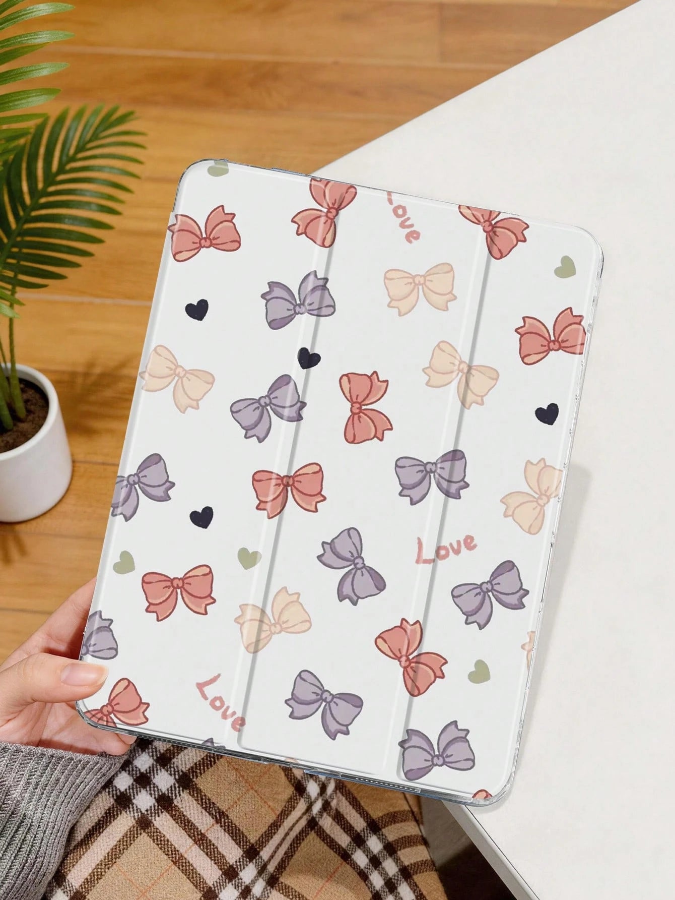 1pc Transparent Acrylic Dual-Sided Colorful Butterfly, Heart, Letter Pattern Foldable Tablet Case, Compatible With IPad 10th Gen/11th Gen/10.2/10.5/Air4/Air5/10.9/Pro 11/Air 11-In.(M2)-2024/Pro 11-In.
