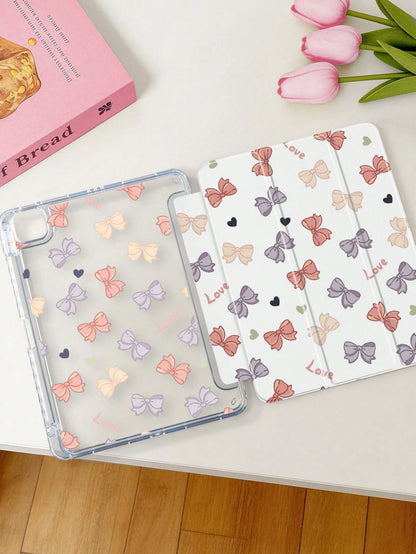 1pc Transparent Acrylic Dual-Sided Colorful Butterfly, Heart, Letter Pattern Foldable Tablet Case, Compatible With IPad 10th Gen/11th Gen/10.2/10.5/Air4/Air5/10.9/Pro 11/Air 11-In.(M2)-2024/Pro 11-In.
