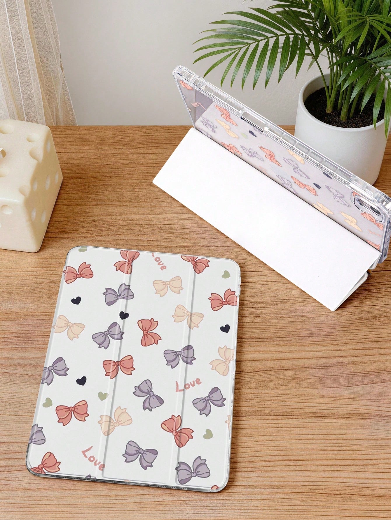 1pc Transparent Acrylic Dual-Sided Colorful Butterfly, Heart, Letter Pattern Foldable Tablet Case, Compatible With IPad 10th Gen/11th Gen/10.2/10.5/Air4/Air5/10.9/Pro 11/Air 11-In.(M2)-2024/Pro 11-In.