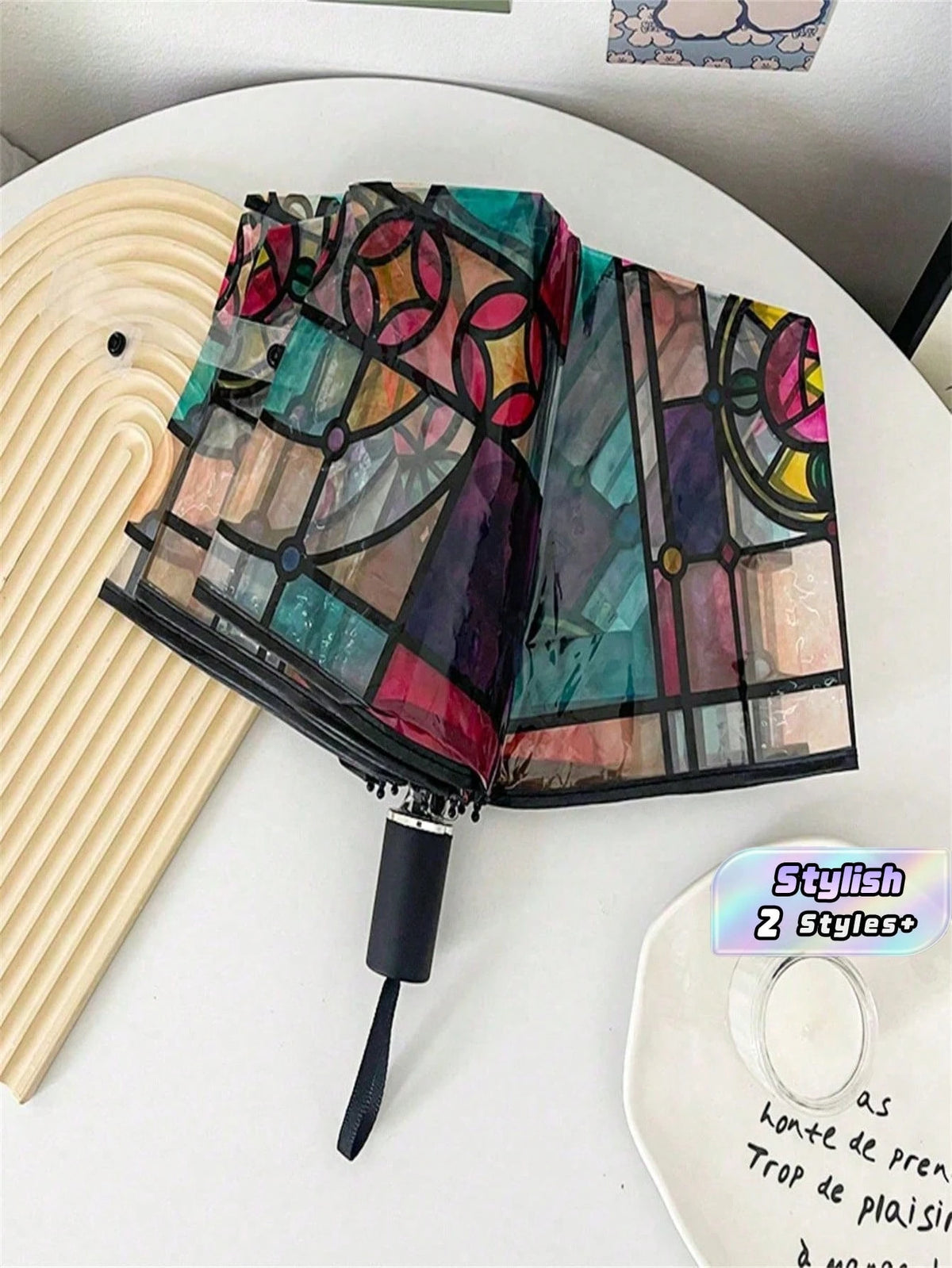 1PC Transparent Folding Automatic Umbrella, Compact Sturdy Durable Design, Suitable For Student Use