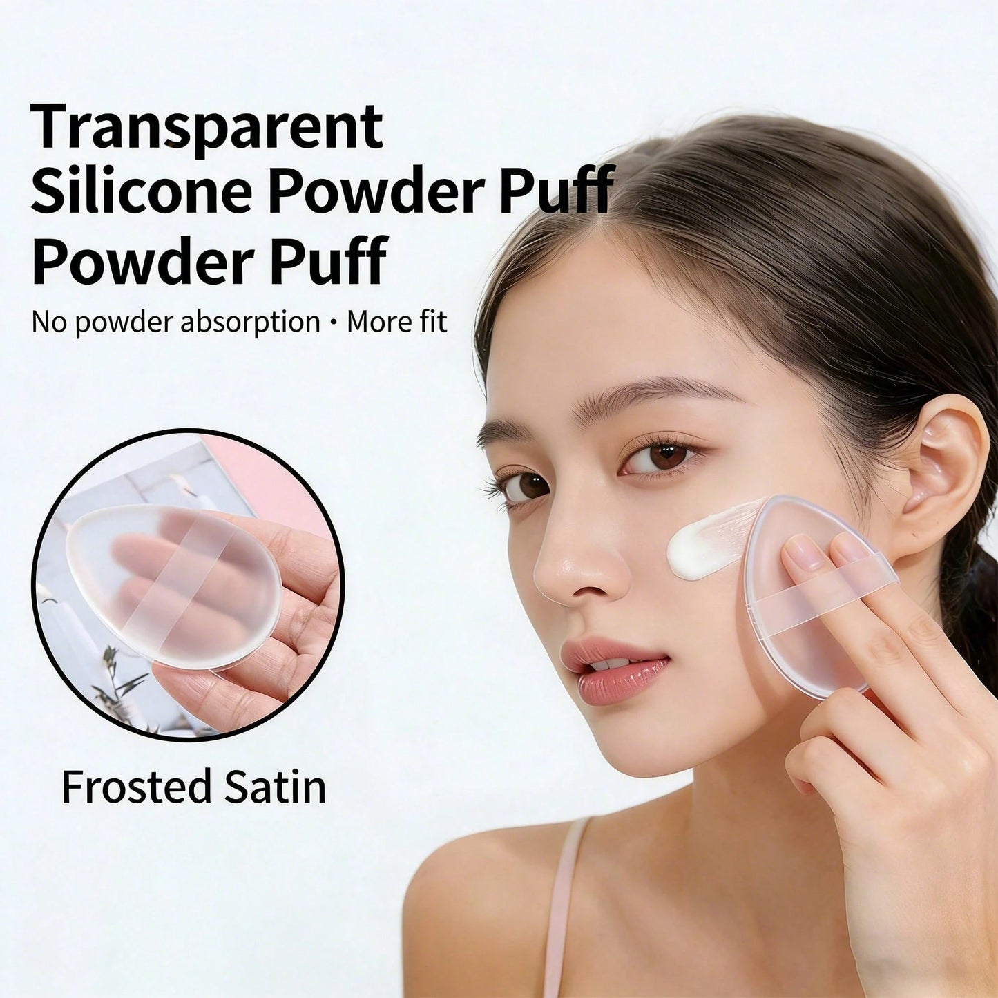 1pc Transparent Silicone Body Lotion Applicator, Soft Water Drop Shaped Makeup Sponge, Suitable For Sunscreen, Face Cream And Skincare Products Application, Dual-Use Beauty Tool