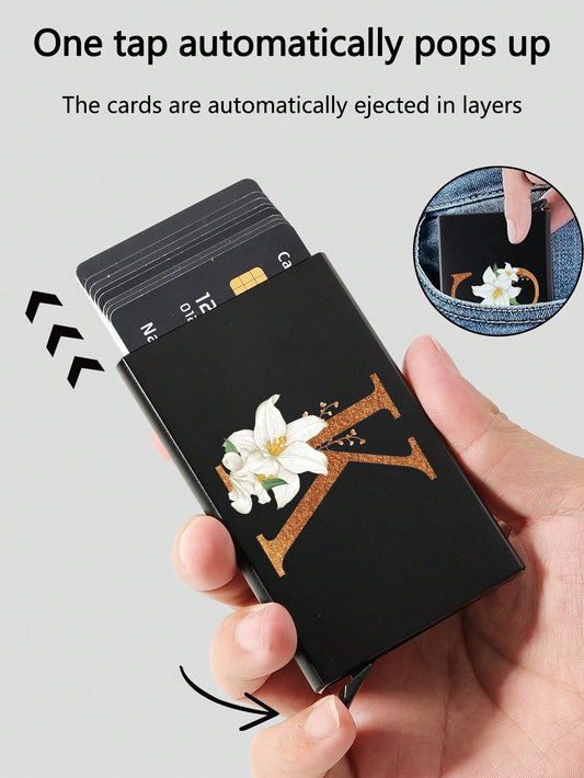 1pc Ultra-Thin Card Holder, Patterned Wallet, ID Card, Ultra-Thin Aluminum Alloy Metal Wallet, Men's Metal S-Shaped Card Holder, Card Case, Business Card Holder, Credit Card Holder, Unisex Mini Wallet