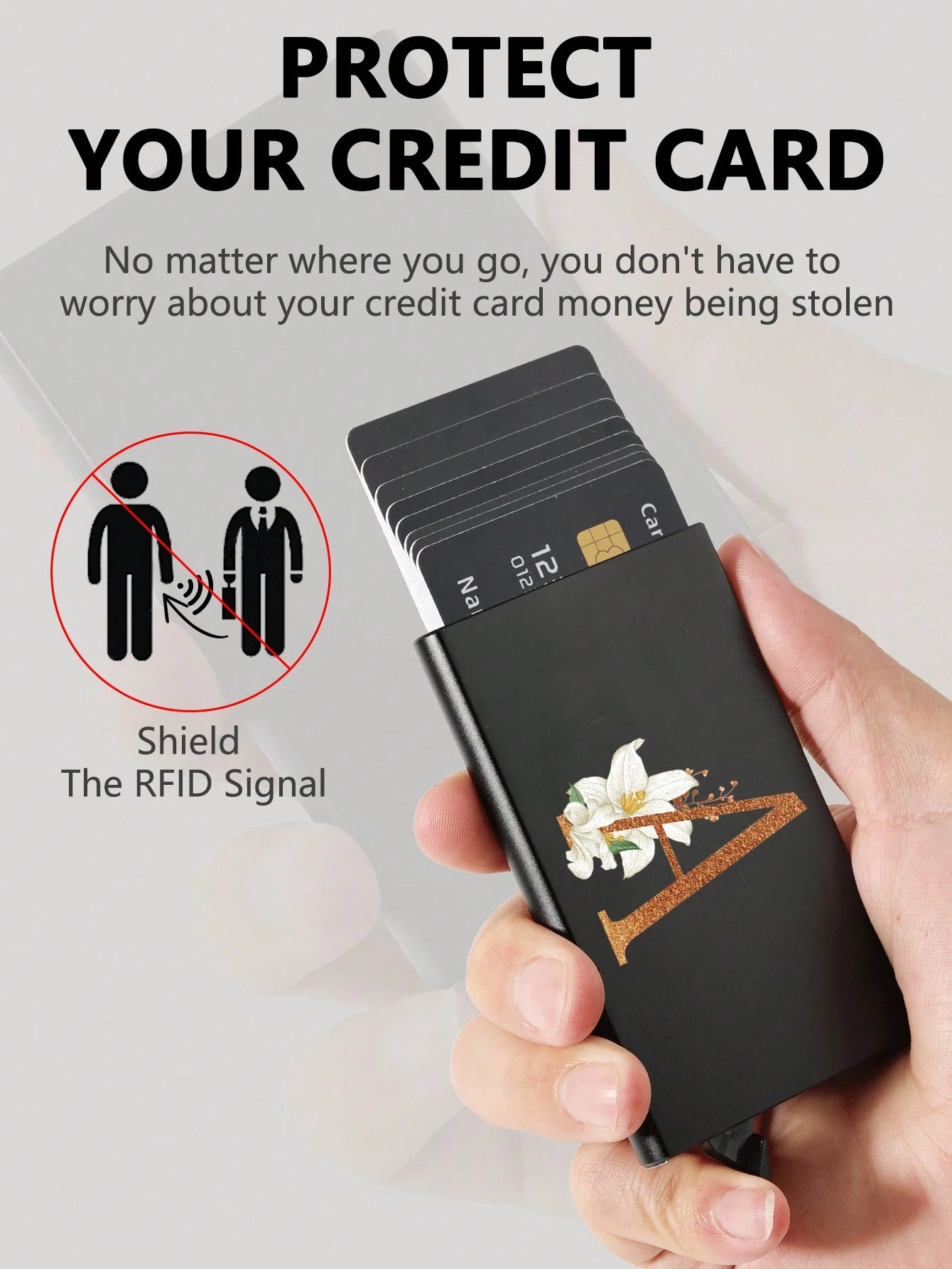 1pc Ultra-Thin Card Holder, Patterned Wallet, ID Card, Ultra-Thin Aluminum Alloy Metal Wallet, Men's Metal S-Shaped Card Holder, Card Case, Business Card Holder, Credit Card Holder, Unisex Mini Wallet