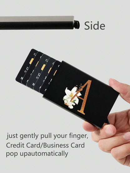 1pc Ultra-Thin Card Holder, Patterned Wallet, ID Card, Ultra-Thin Aluminum Alloy Metal Wallet, Men's Metal S-Shaped Card Holder, Card Case, Business Card Holder, Credit Card Holder, Unisex Mini Wallet
