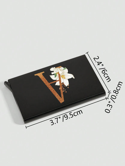 1pc Ultra-Thin Card Holder, Patterned Wallet, ID Card, Ultra-Thin Aluminum Alloy Metal Wallet, Men's Metal S-Shaped Card Holder, Card Case, Business Card Holder, Credit Card Holder, Unisex Mini Wallet