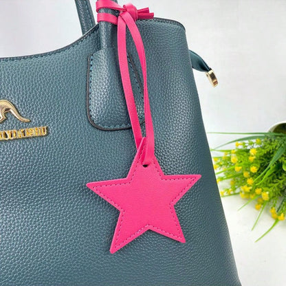 1pc Unisex PU Leather Five-Pointed Star Charm, Bag Pendant Leather Ornament, Gift Key Chain