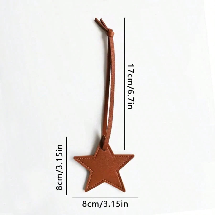1pc Unisex PU Leather Five-Pointed Star Charm, Bag Pendant Leather Ornament, Gift Key Chain