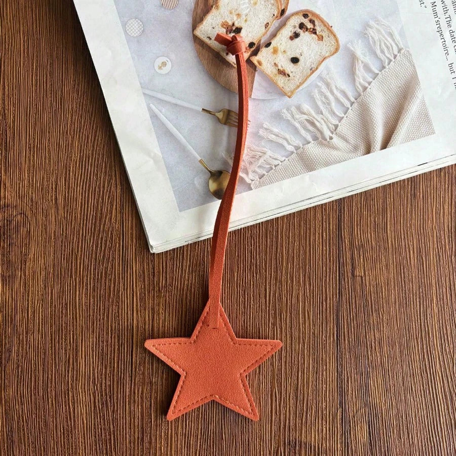 1pc Unisex PU Leather Five-Pointed Star Charm, Bag Pendant Leather Ornament, Gift Key Chain