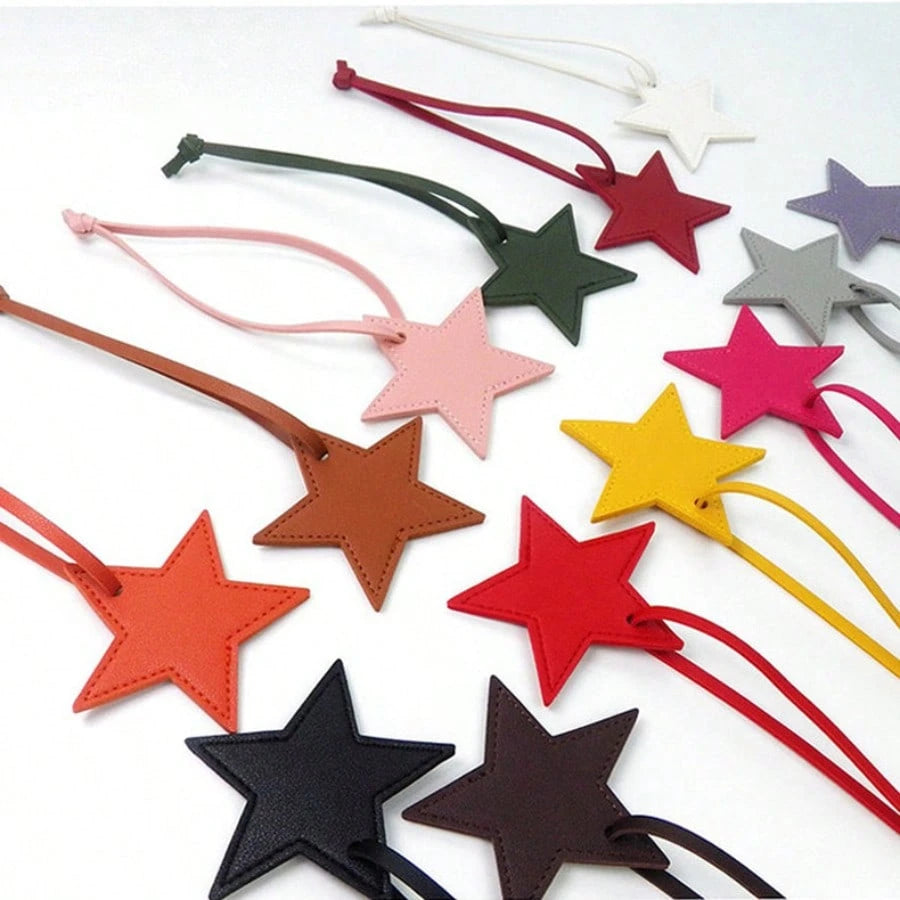 1pc Unisex PU Leather Five-Pointed Star Charm, Bag Pendant Leather Ornament, Gift Key Chain