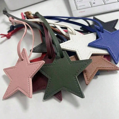 1pc Unisex PU Leather Five-Pointed Star Charm, Bag Pendant Leather Ornament, Gift Key Chain