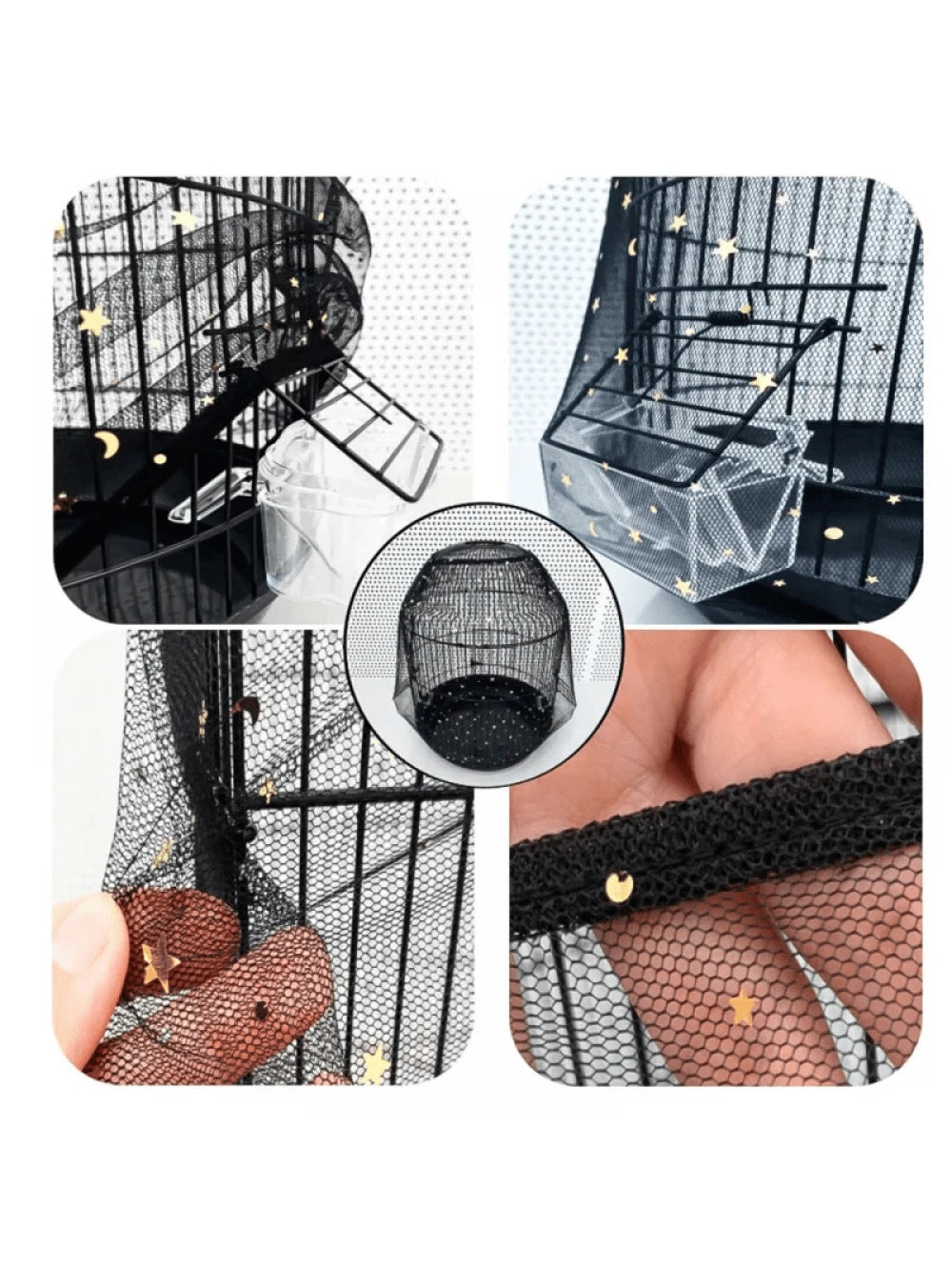 1pc Universal Bird Cage Cover 360 Degrees Covering Bird Cage Mesh Net Elastic Birdcage Cover Soft Bird Seed Guard Skirt For Home Bird Cage Cover Shell Skirt Net Easy Cleaning Seed Catcher Guard Bird C