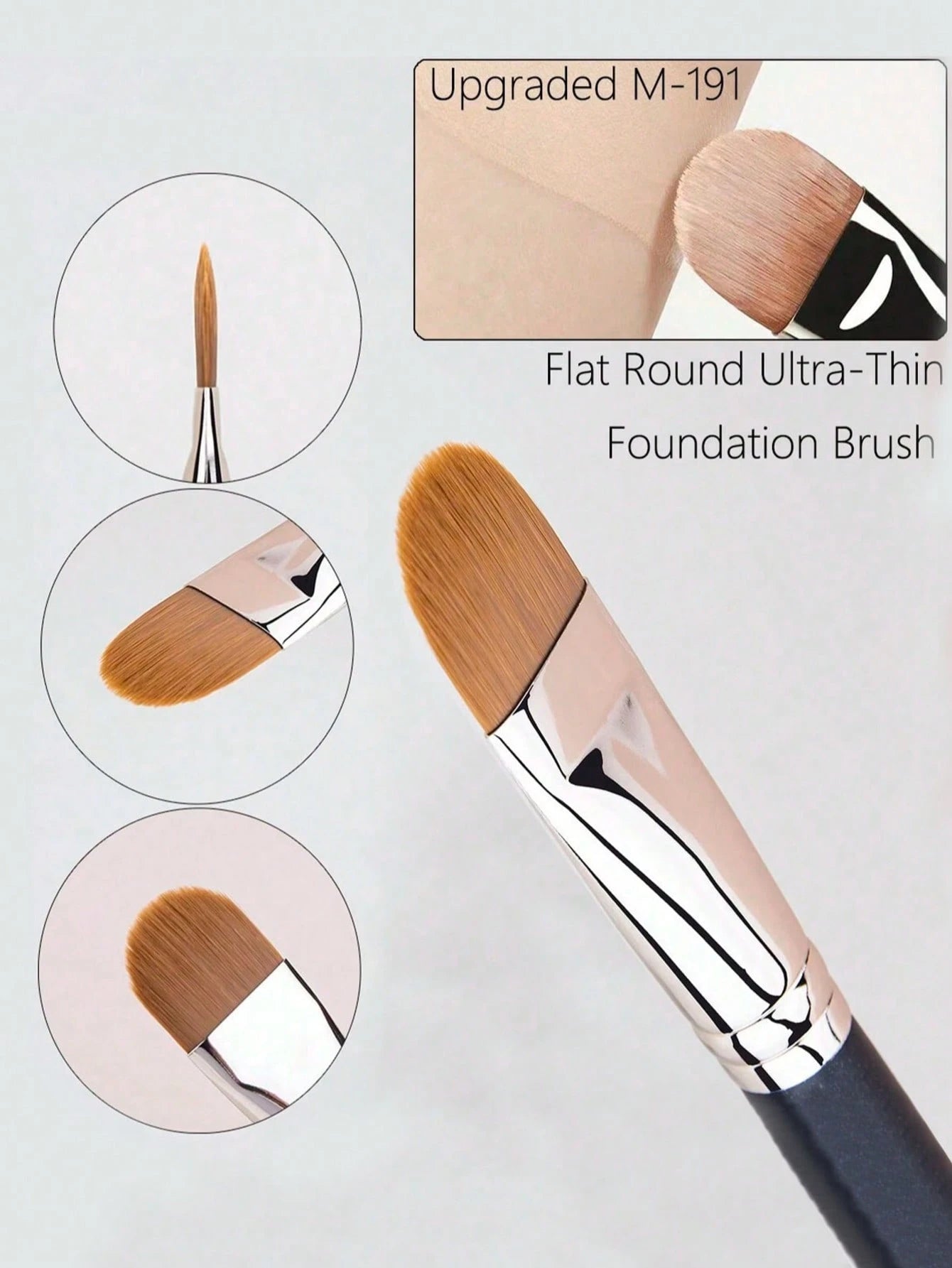 1pc Upgraded DM-191 Flat Circular Ultra-Thin Concealer Foundation Makeup Brushes,For Professional Liquid Foundation And Concealer Contouring Portable Multi-Functional Makeup Brush For Face: Foundation