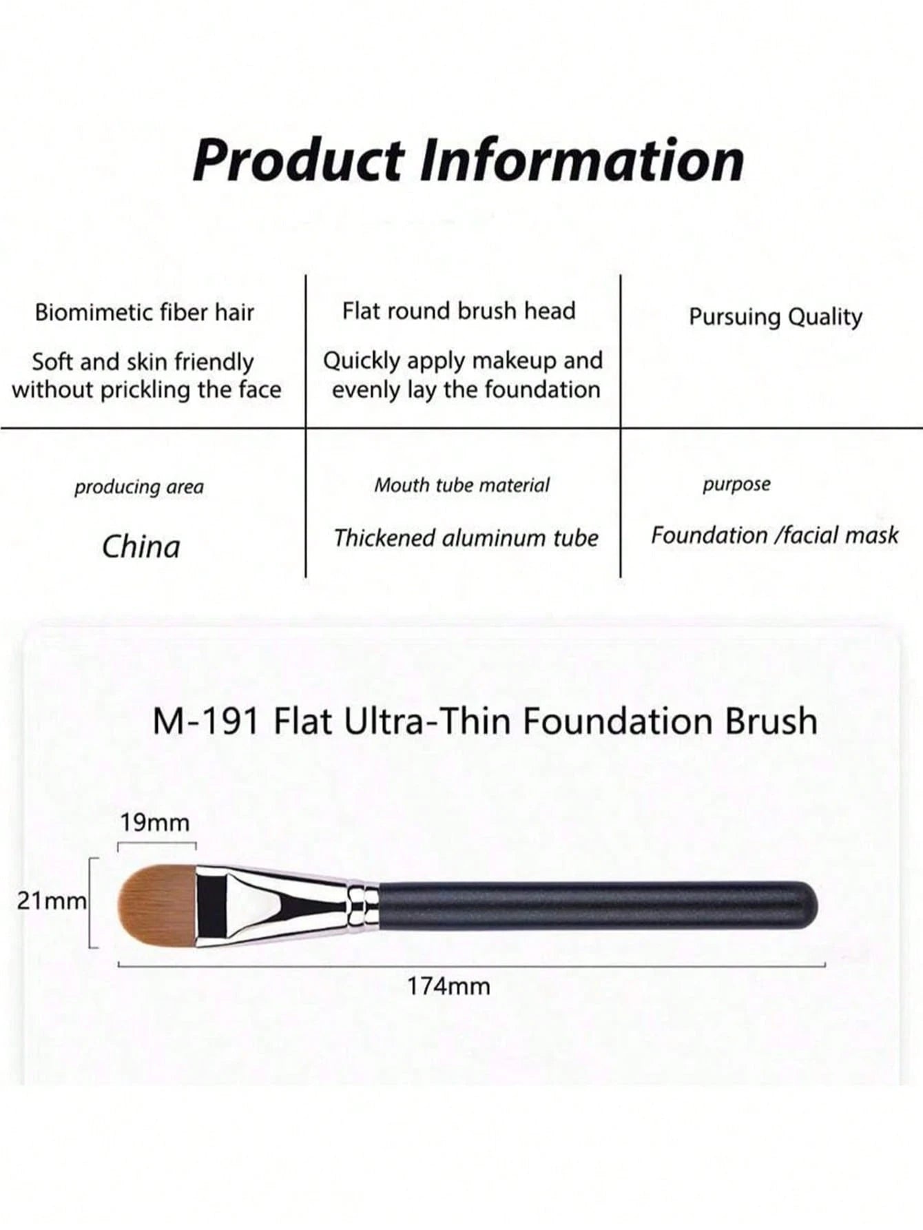 1pc Upgraded DM-191 Flat Circular Ultra-Thin Concealer Foundation Makeup Brushes,For Professional Liquid Foundation And Concealer Contouring Portable Multi-Functional Makeup Brush For Face: Foundation