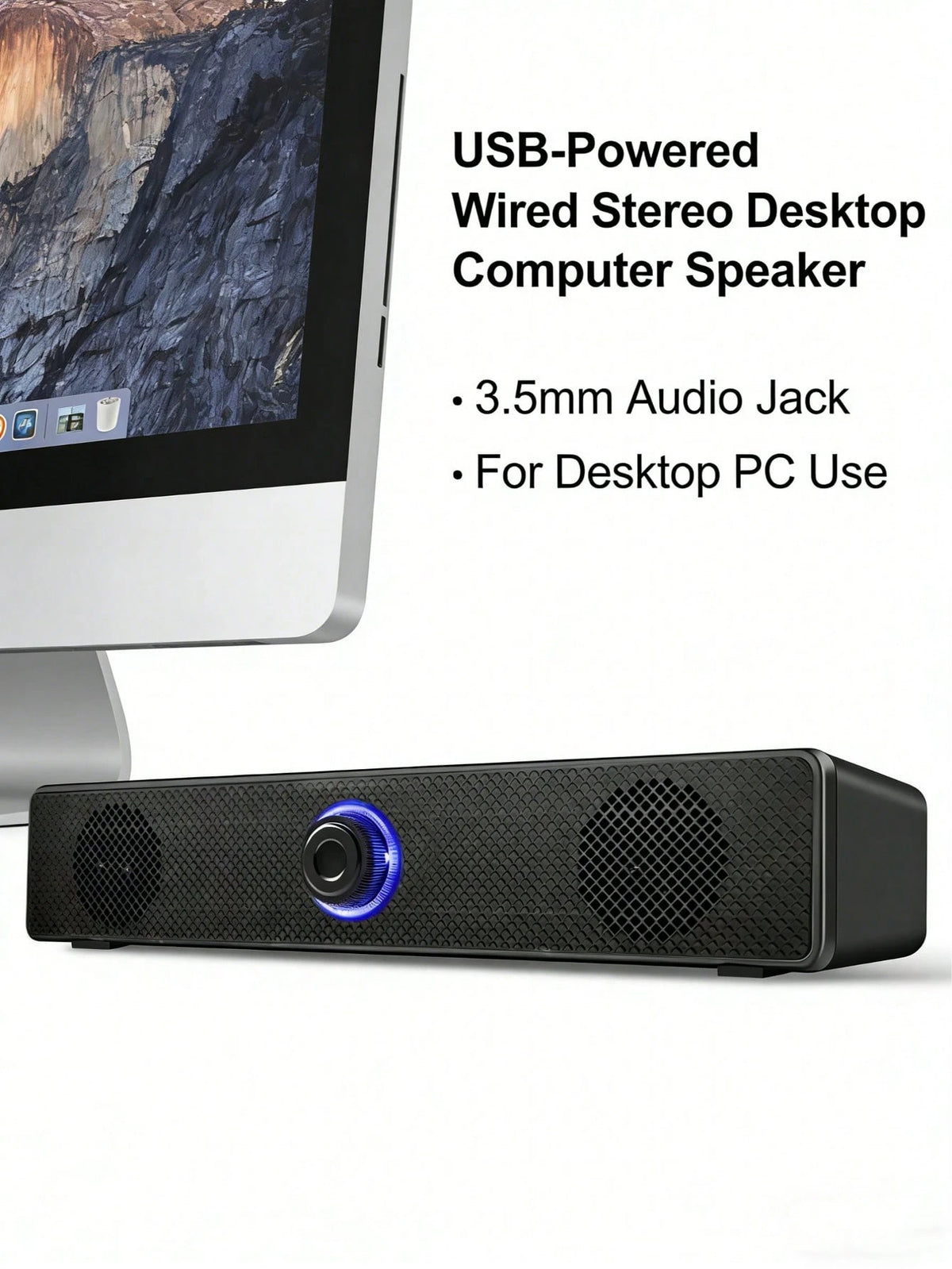 1pc USB Powered Wired Stereo Desktop Speaker, Suitable For Computer, Desktop, Laptop, PC, Tablet, Phone, CD Player, Wireless Speaker, 3.5mm Interface, TV Screen