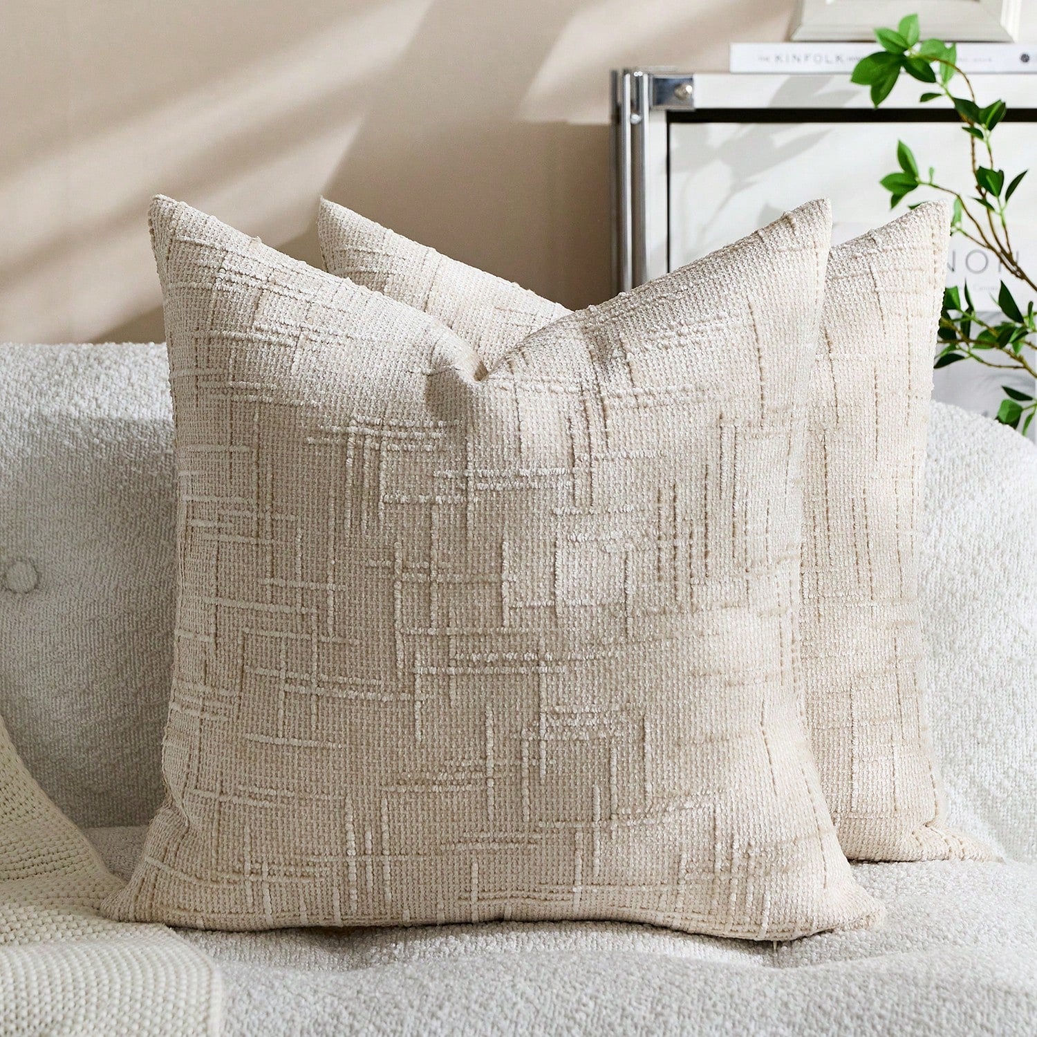 1pc Vintage Chenille Striped Throw Pillow Cover In Deep Beige (Pillow Insert Not Included), 100% Polyester Woven With Zipper, Machine Washable, Geometric Pattern Decorative Cushion Cover For Sofa, Bed