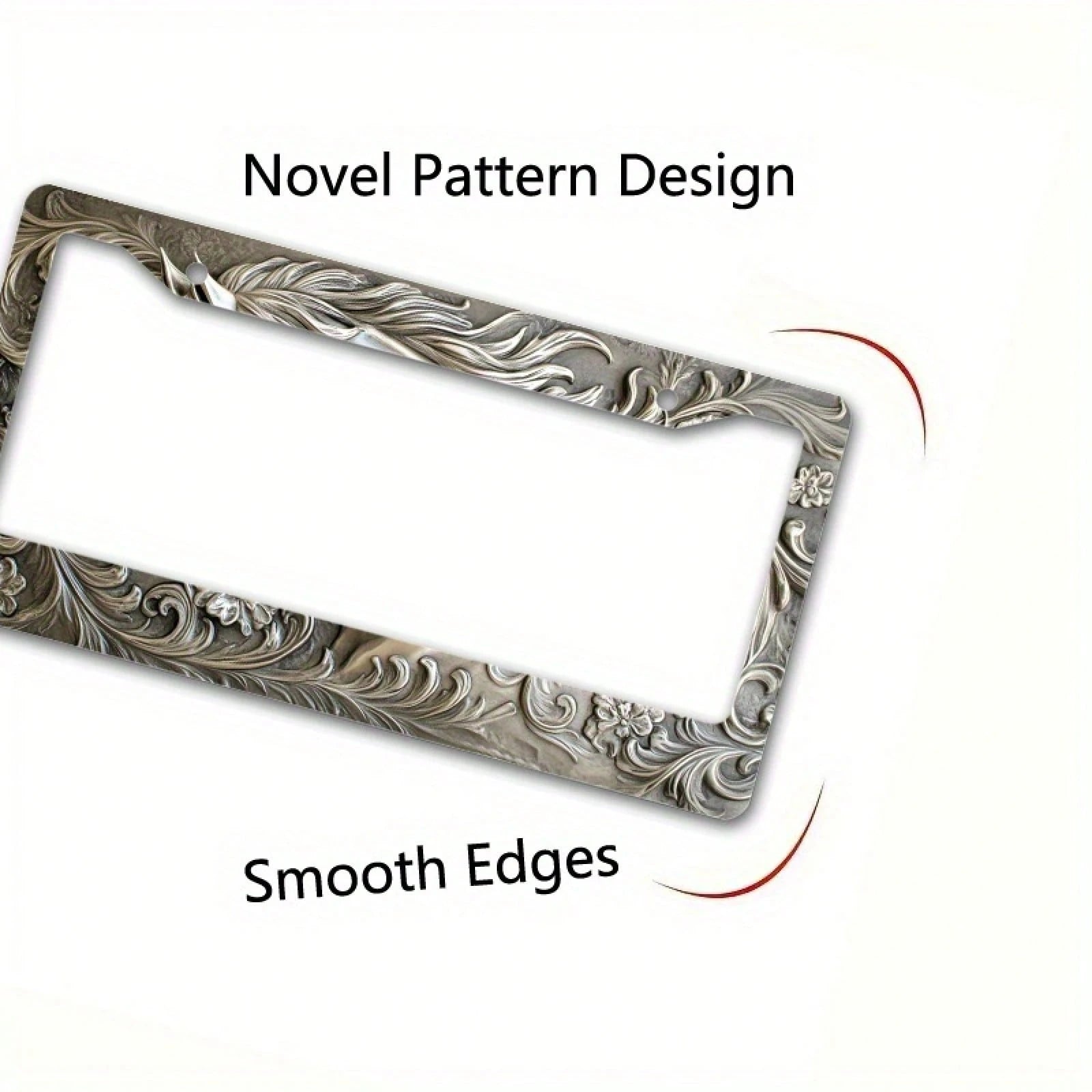 1pc Vintage Floral Aluminum License Plate Frame 12.2x6.3in, Durable Alloy Auto Cover For Cars Trucks Motorcycles Elegant Decor Accessory,Car Cover,Car Must Haves,Gifts,Car Decor,Car Acessesories>Essen