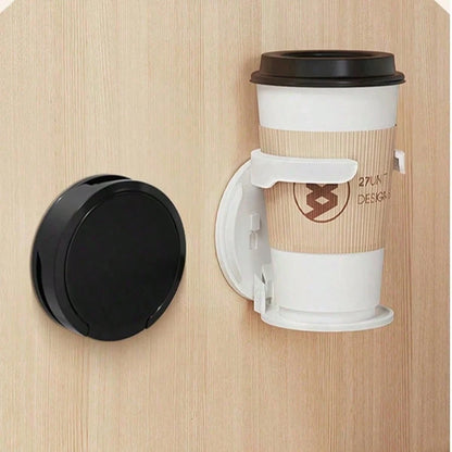 1pc Wall-Mounted Folding Cup Holder, Water Bottle Coffee Beverage Storage Rack, No-Drill Car Cup Holder, Suitable For Kitchen, Bedroom And Office
