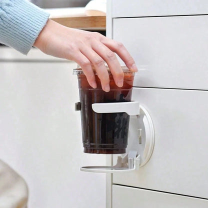1pc Wall-Mounted Folding Cup Holder, Water Bottle Coffee Beverage Storage Rack, No-Drill Car Cup Holder, Suitable For Kitchen, Bedroom And Office