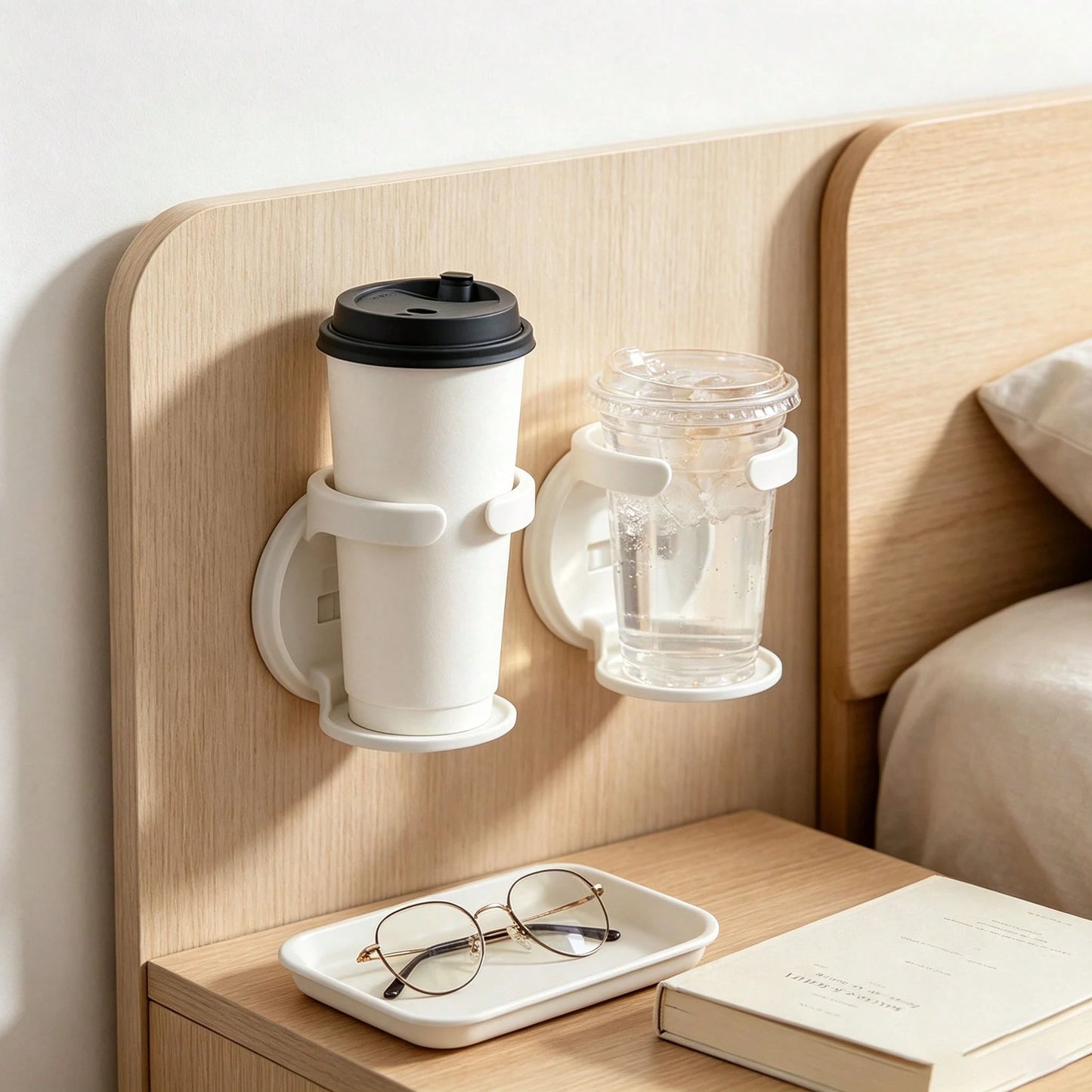 1pc Wall-Mounted Folding Cup Holder, Water Bottle Coffee Beverage Storage Rack, No-Drill Car Cup Holder, Suitable For Kitchen, Bedroom And Office