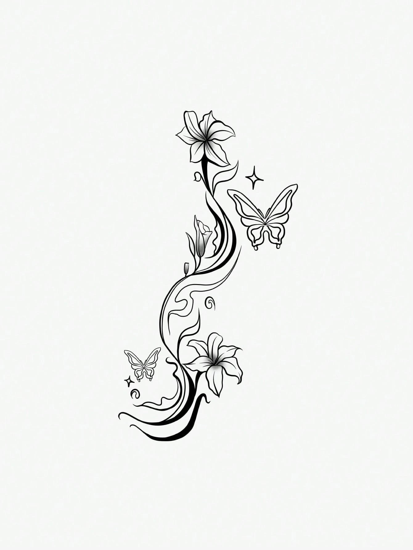 1pc Waterproof Temporary Tattoo Sticker, Elegant Floral & Butterfly Design, High-Quality Temporary Tattoo Sheet Suitable For Fashionable People, Fake Tattoo Arm Use