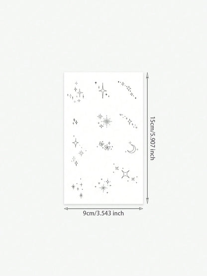 1pc Waterproof, Sweat-Resistant & Washable Temporary Tattoo Sticker With Sparkling Star, Crescent Moon & Glittering Finger Patterns, Fashionable & Suitable For Fashionable People For Daily Use