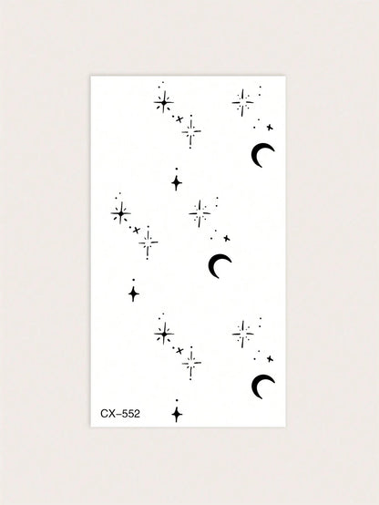1pc Waterproof, Sweat-Resistant & Washable Temporary Tattoo Sticker With Sparkling Star, Crescent Moon & Glittering Finger Patterns, Fashionable & Suitable For Fashionable People For Daily Use