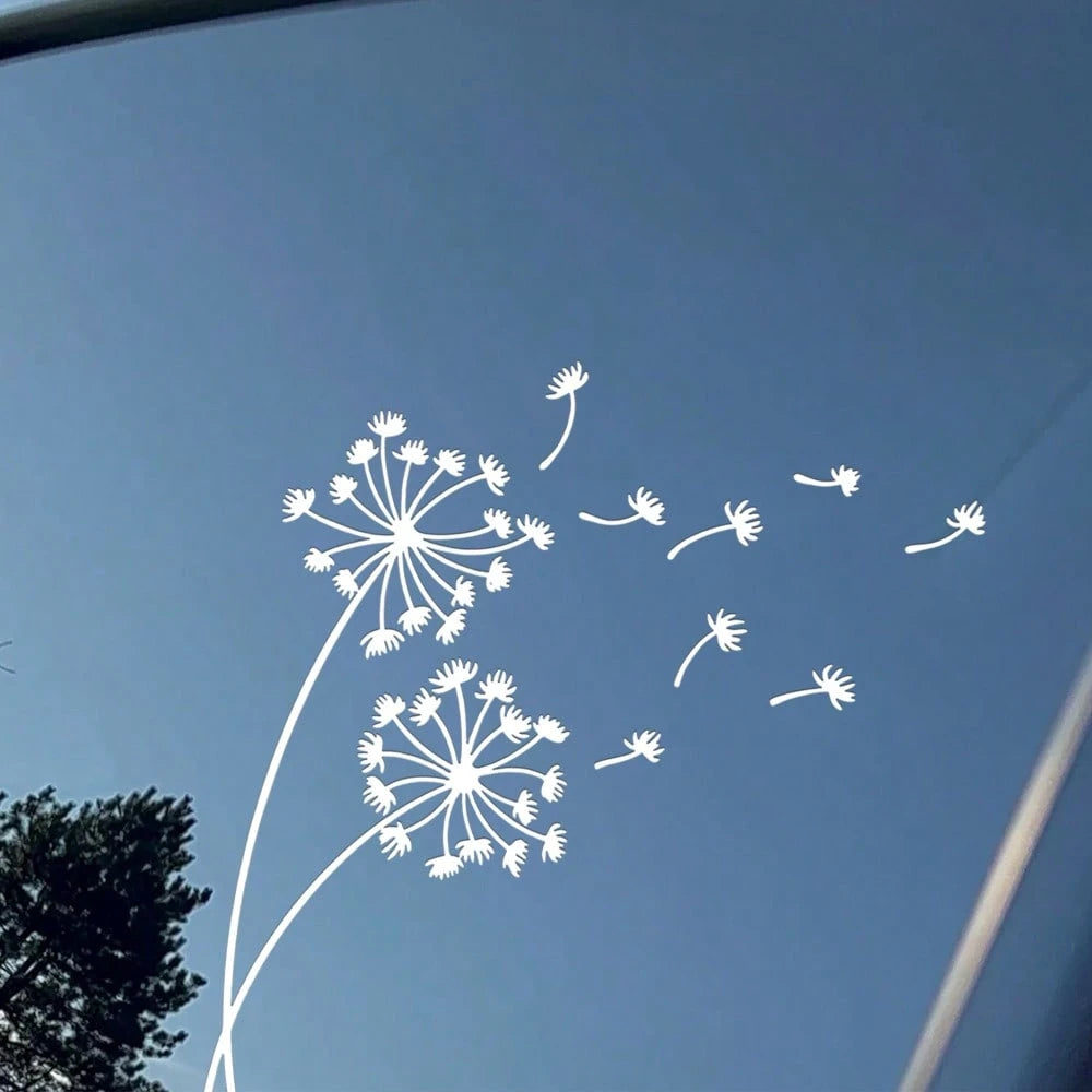 1pc Wild Flower Car Sticker, Dandelion Seed Blowing Sticker Suitable For Car Truck Window Bumper, Cute Car Exterior Decor Accessory