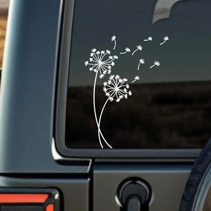 1pc Wild Flower Car Sticker, Dandelion Seed Blowing Sticker Suitable For Car Truck Window Bumper, Cute Car Exterior Decor Accessory