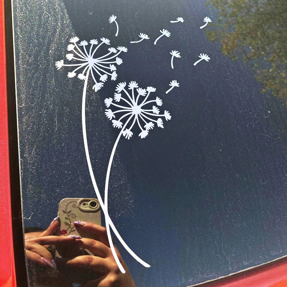 1pc Wild Flower Car Sticker, Dandelion Seed Blowing Sticker Suitable For Car Truck Window Bumper, Cute Car Exterior Decor Accessory