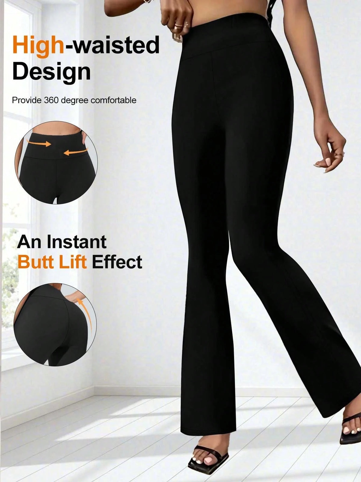 1pc Women's High Waist Elastic Loose Straight Leg Pants, Casual Sports Yoga Leggings, Daily Slim Fit Fitness Pants, Suitable For All Seasons Black