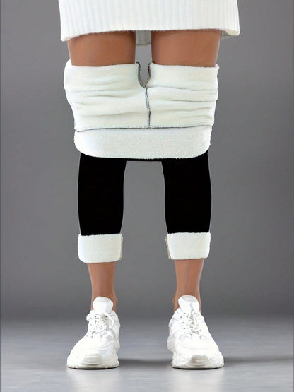 1pc Women's High Waist Warm Pants, Thermal Lined Thick Casual Leggings, Autumn/Winter
