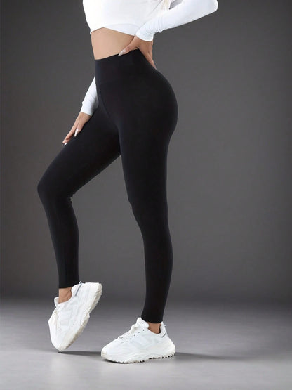 1pc Women's High Waist Warm Pants, Thermal Lined Thick Casual Leggings, Autumn/Winter