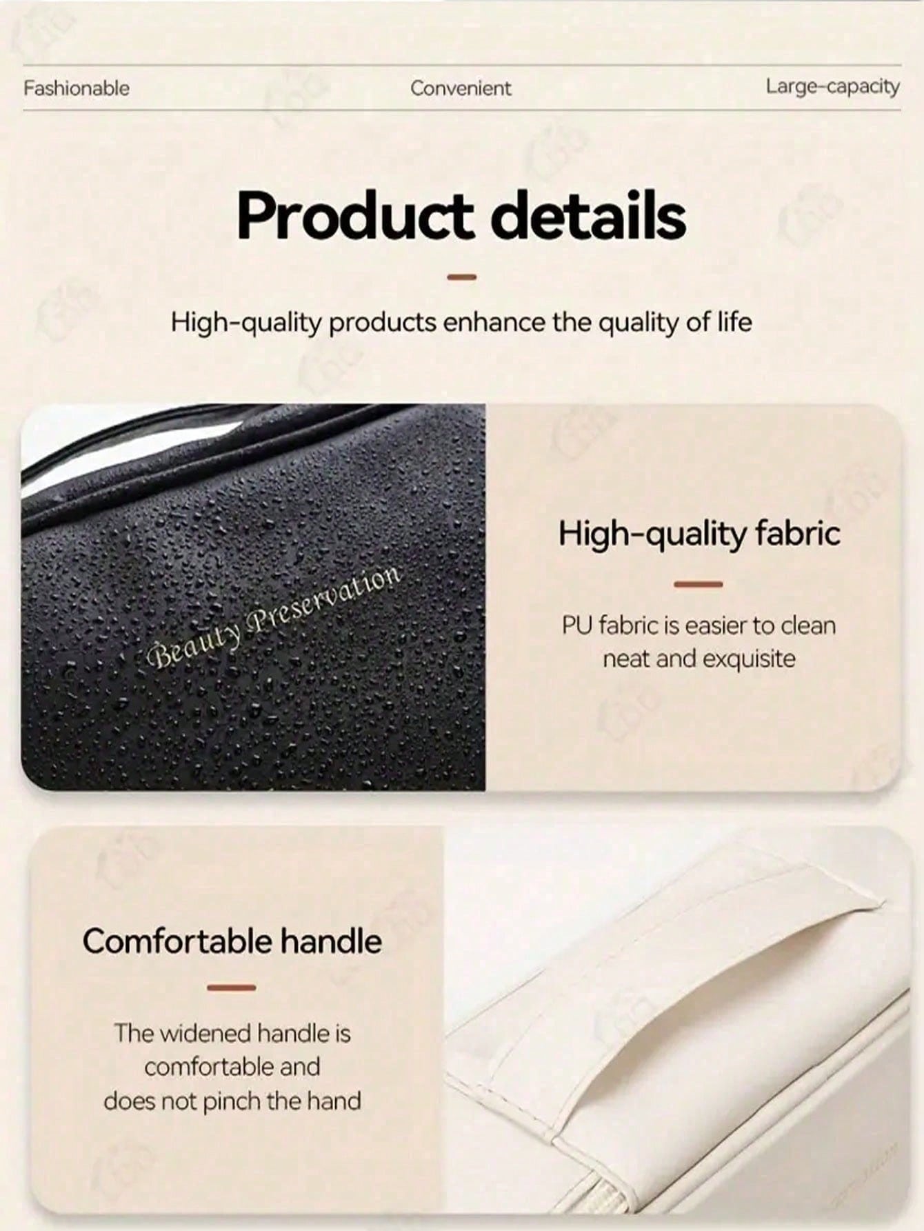 1pc Women's Makeup Bag, Travel Makeup Bag, Bathroom Toiletry, Cosmetic Organizer Bag, Double Layer, Smooth PU Leather, Waterproof, Large Capacity, Portable, Women's Cosmetic Storage, Women's Gift, Bir