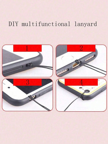 1pc Y2K Style Black & White DIY Phone Lanyard, Black 8 Ball & Bow Decor Phone Charm, Earphone, Camera Pendant Compatible With Android And Most Smartphone,Gifts For Mother, Family, Friends, Birthday, H