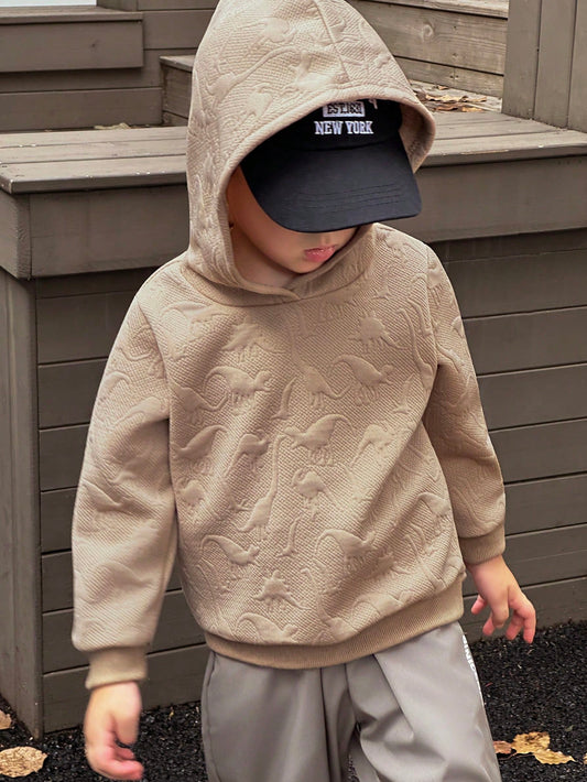 1pc Young Boys Dinosaur Embossed Sweatshirt