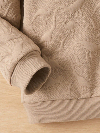 1pc Young Boys Dinosaur Embossed Sweatshirt