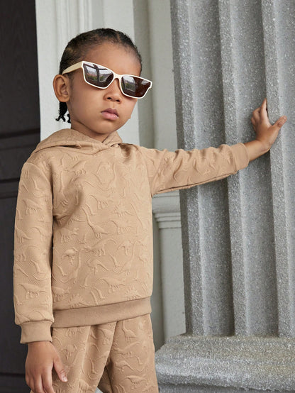 1pc Young Boys Dinosaur Embossed Sweatshirt