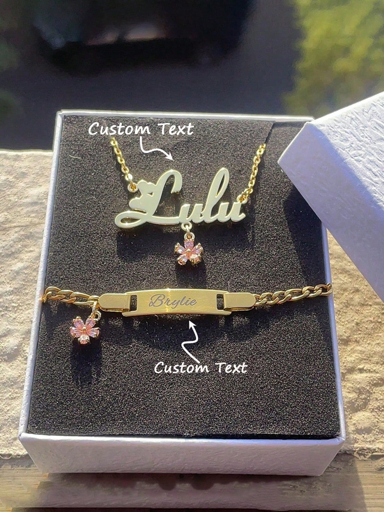 1pc Zirconia Flower Custom Name Jewelry Set, Cute 2000s Fall Casual Style, Unique Personalized Gift For, Suitable Daily Wear,Homecoming Season