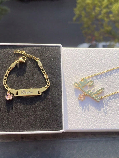 1pc Zirconia Flower Custom Name Jewelry Set, Cute 2000s Fall Casual Style, Unique Personalized Gift For, Suitable Daily Wear,Homecoming Season