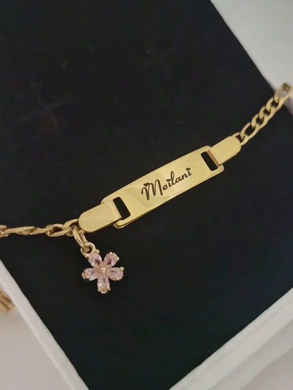 1pc Zirconia Flower Custom Name Jewelry Set, Cute 2000s Fall Casual Style, Unique Personalized Gift For, Suitable Daily Wear,Homecoming Season