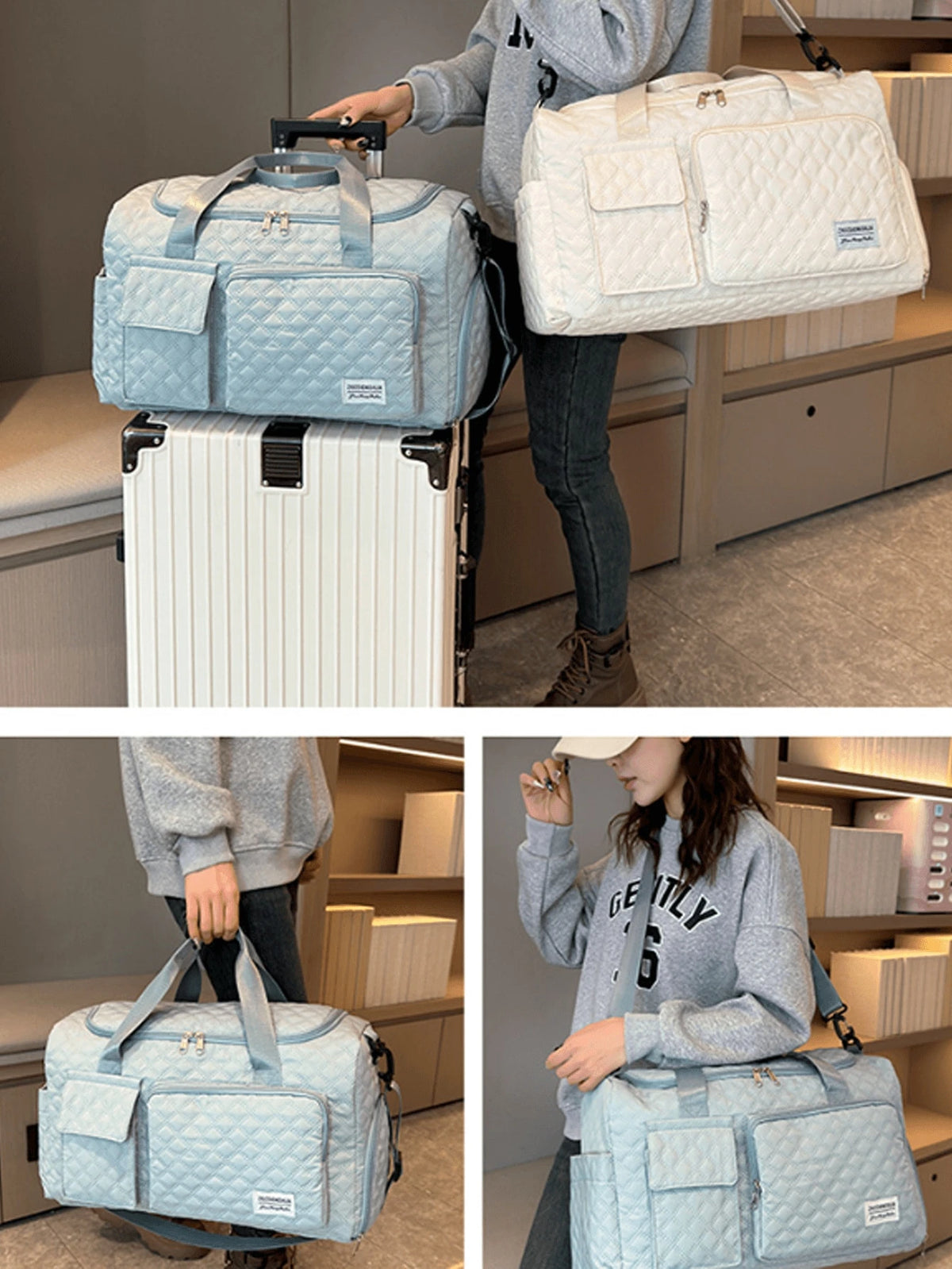 1PCS Deluxe Large Capacity Duffel Bag- Multi-Functional Shoulder And Crossbody Tote Bag With Two Size Options With Wet/Dry Pocket And Dual Side Pockets For Travel And Fitness
