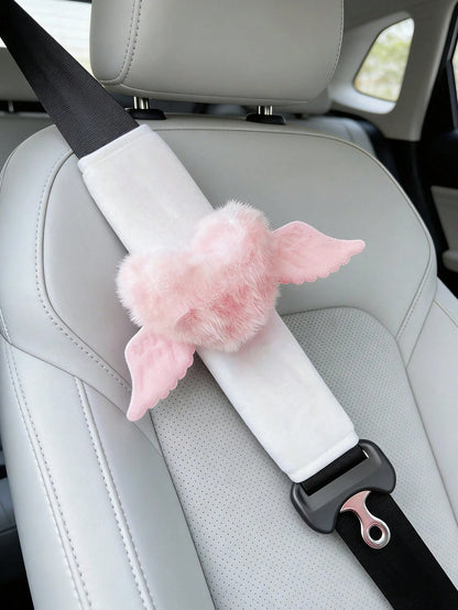 1pcs2pcs Car Seat Belt Shoulder Protection Cover With Wings Love Shoulder Protection Cover Soft And Comfortable Suitable For Valentine's Day Gift To Girlfriend