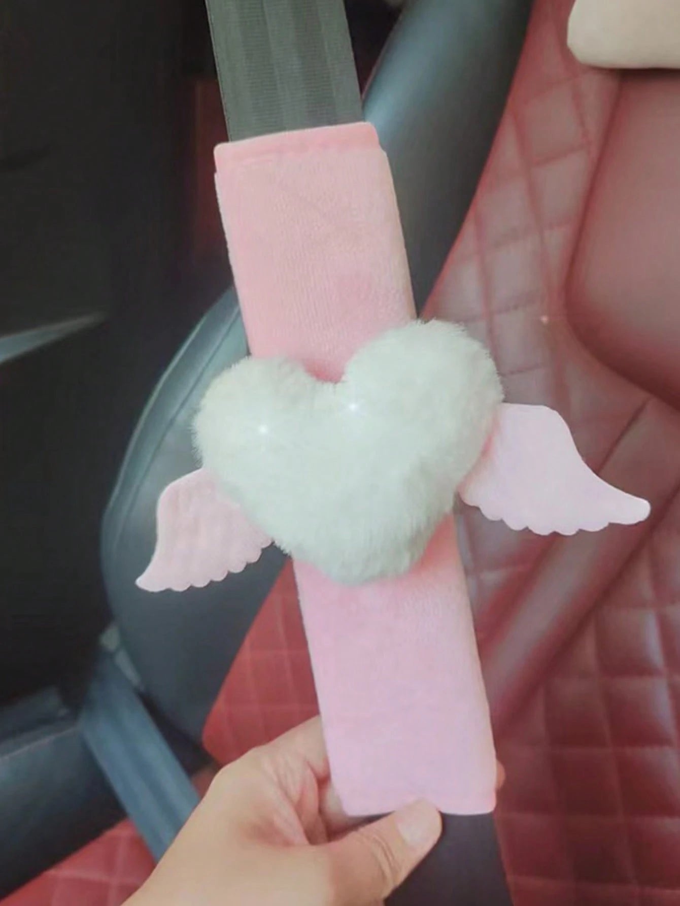 1pcs2pcs Car Seat Belt Shoulder Protection Cover With Wings Love Shoulder Protection Cover Soft And Comfortable Suitable For Valentine's Day Gift To Girlfriend