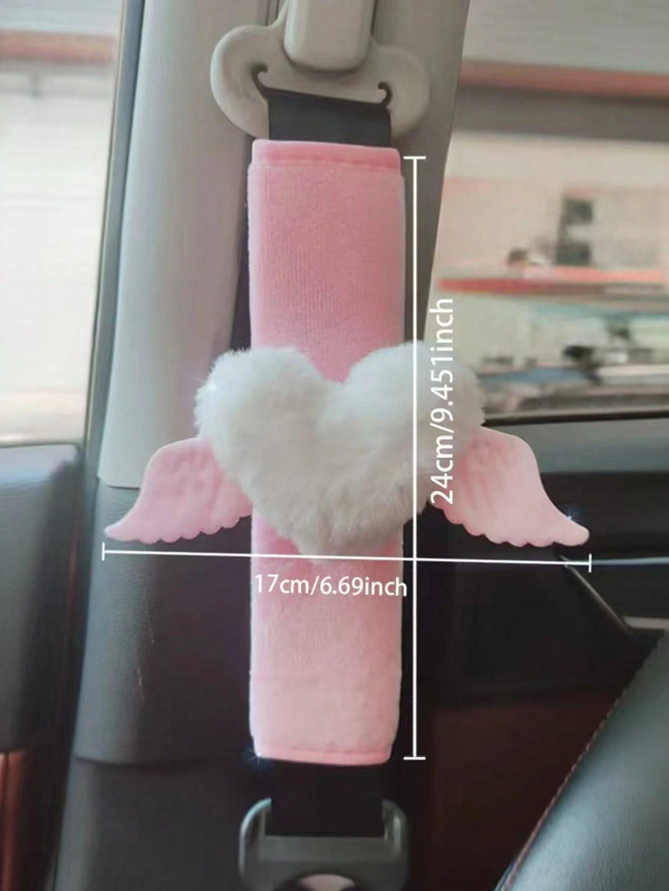 1pcs2pcs Car Seat Belt Shoulder Protection Cover With Wings Love Shoulder Protection Cover Soft And Comfortable Suitable For Valentine's Day Gift To Girlfriend