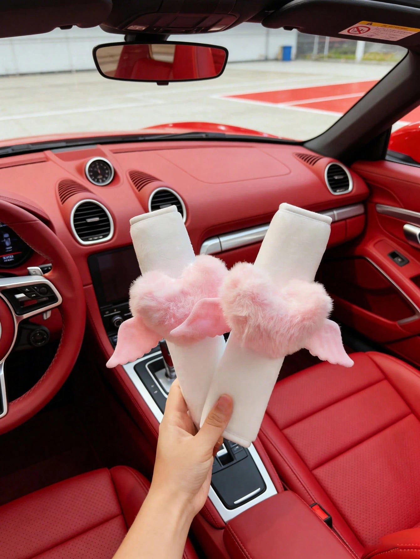 1pcs2pcs Car Seat Belt Shoulder Protection Cover With Wings Love Shoulder Protection Cover Soft And Comfortable Suitable For Valentine's Day Gift To Girlfriend